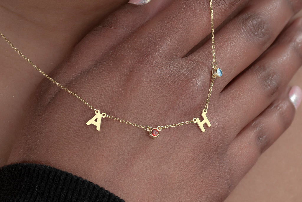 Birthstone Initial Necklace