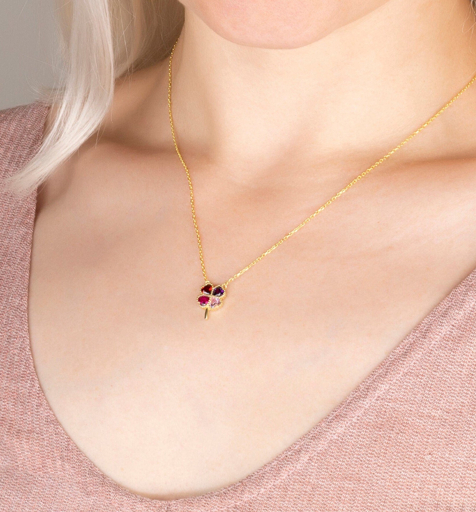 Clover Birthstone Necklace
