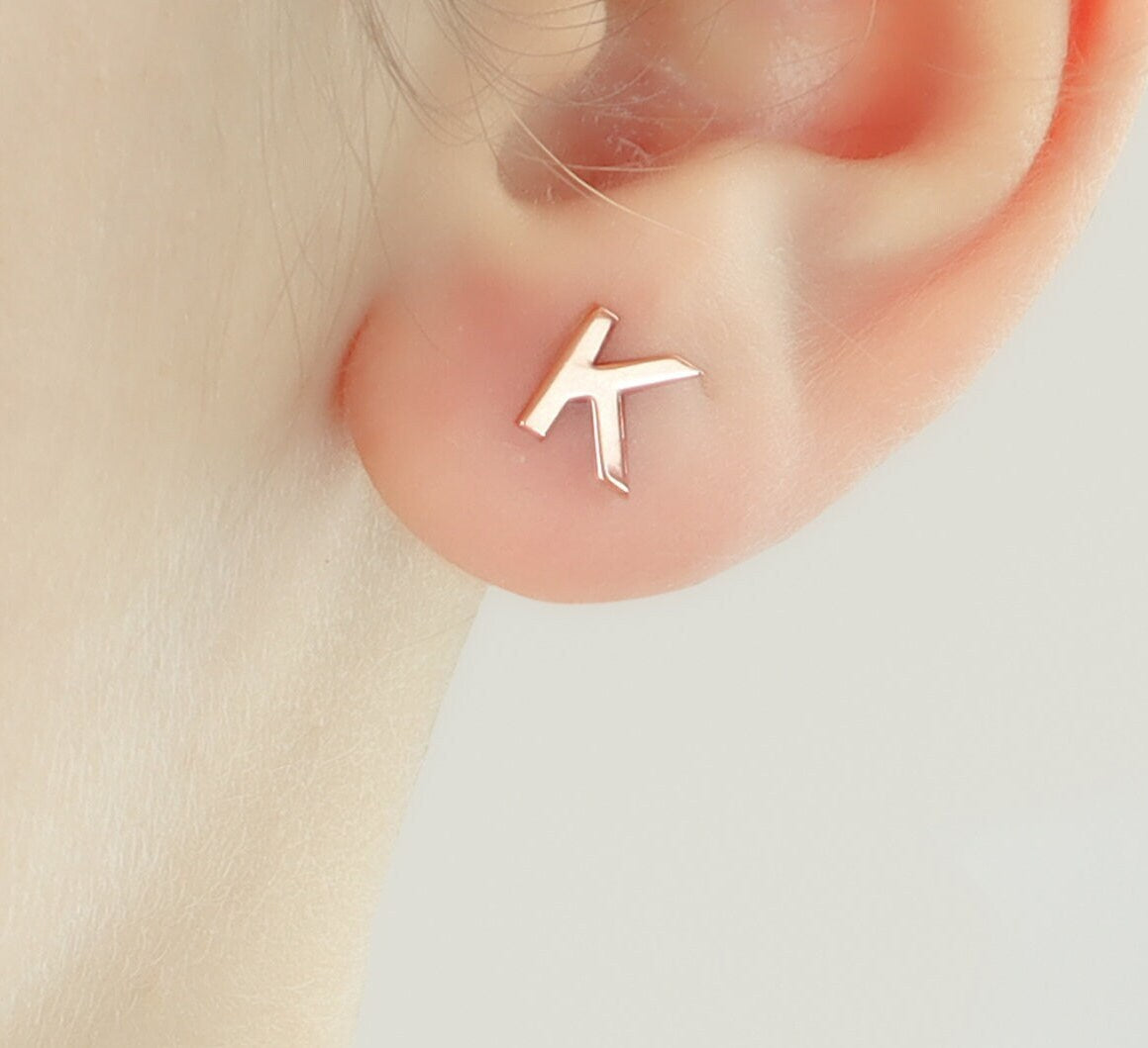 Sterling Silver Initial Stud Earrings
