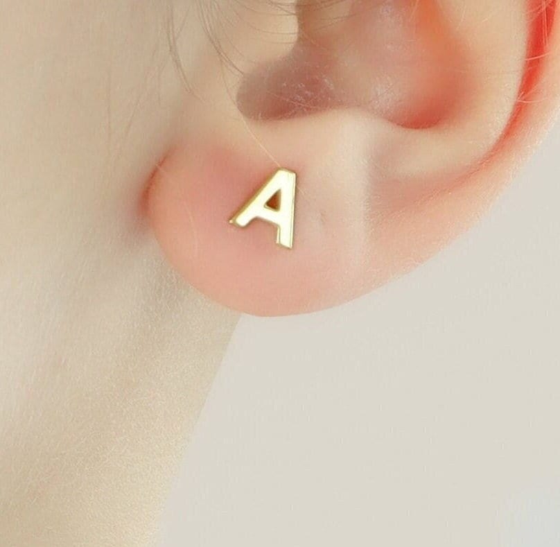 Sterling Silver Initial Stud Earrings