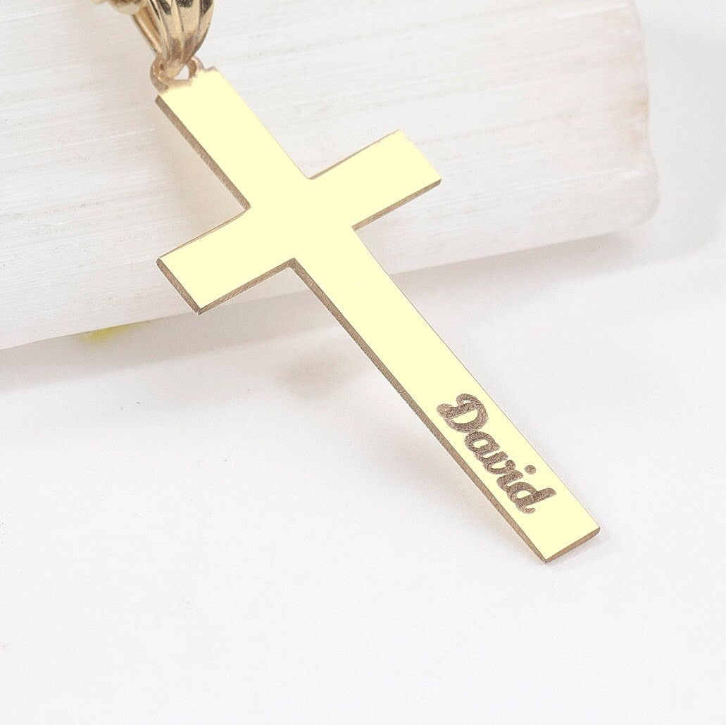 Personalized Sterling Silver Cross Pendant Necklace