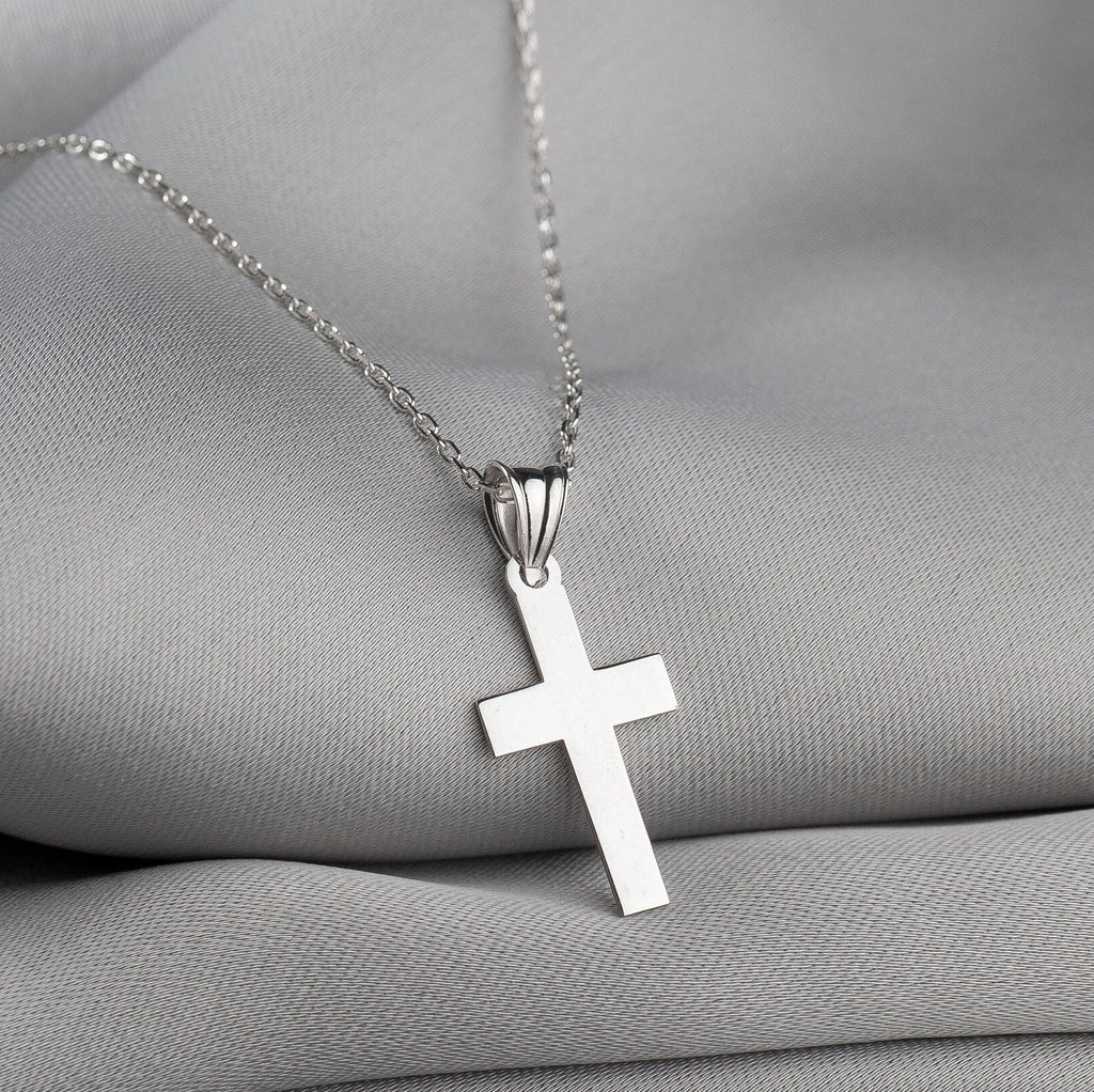 Personalized Sterling Silver Cross Pendant Necklace