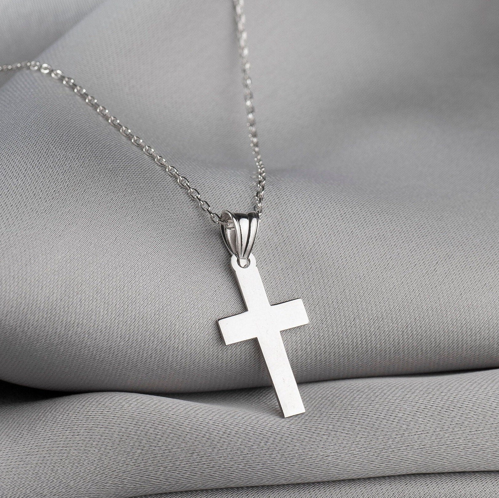 Personalized Sterling Silver Cross Pendant Necklace