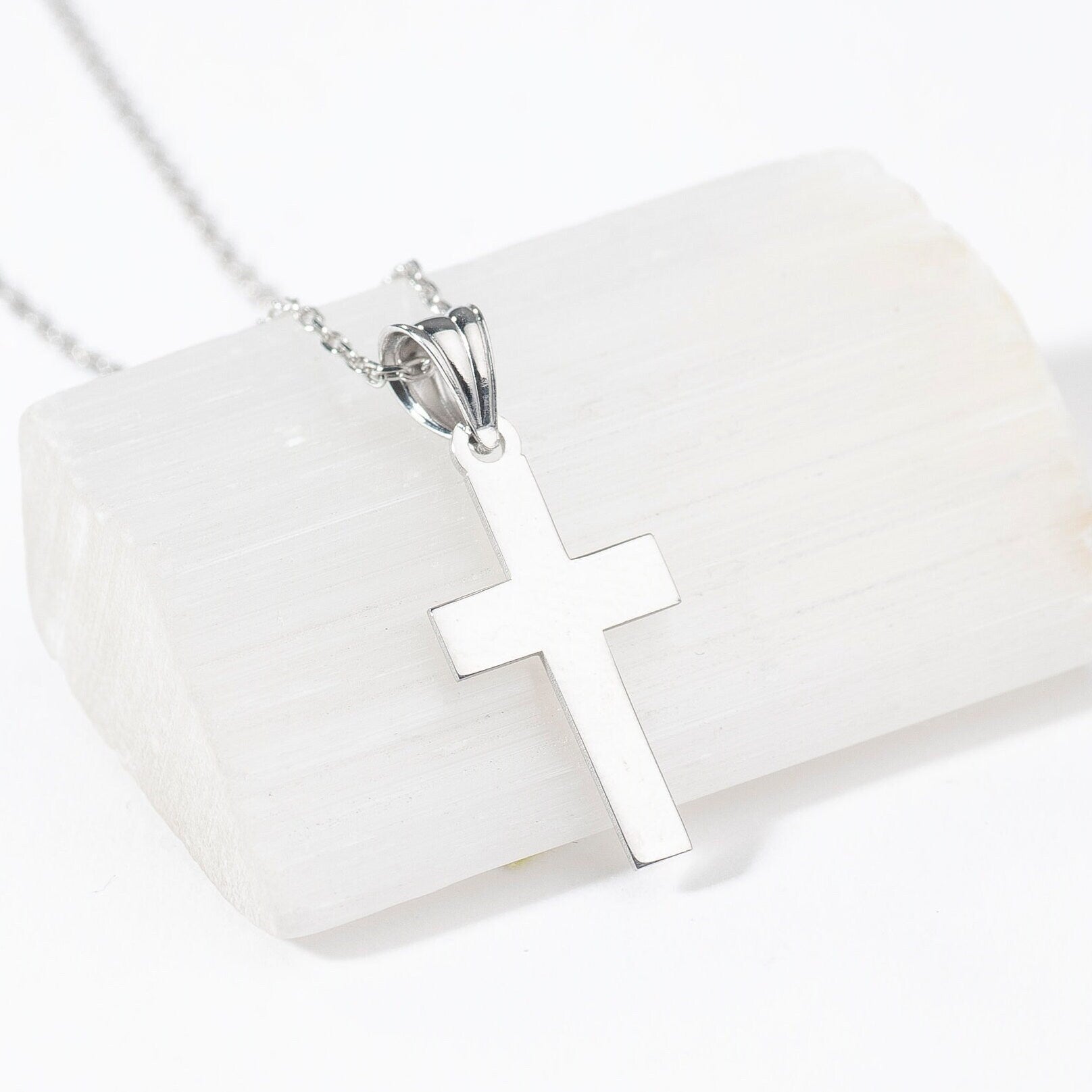 Personalized Sterling Silver Cross Pendant Necklace
