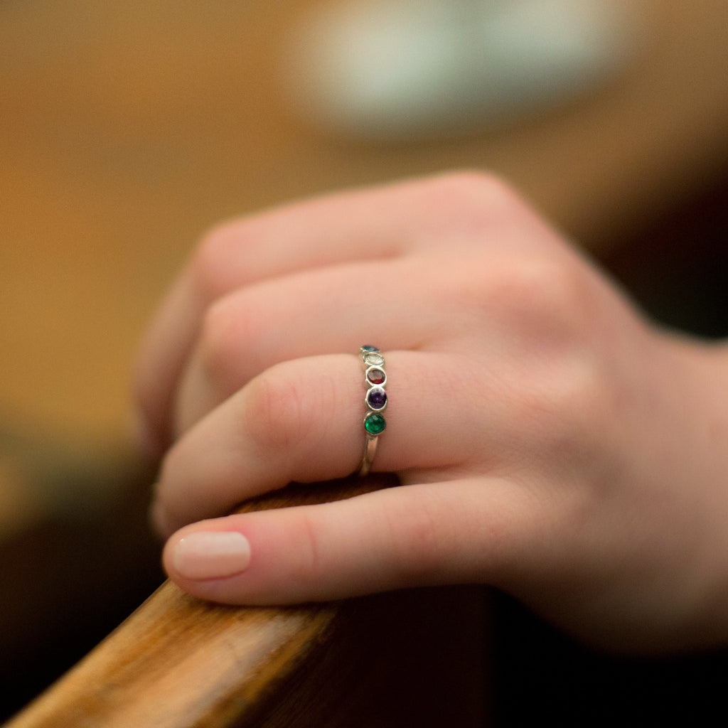 Sterling Silver Family Birthstone Ring