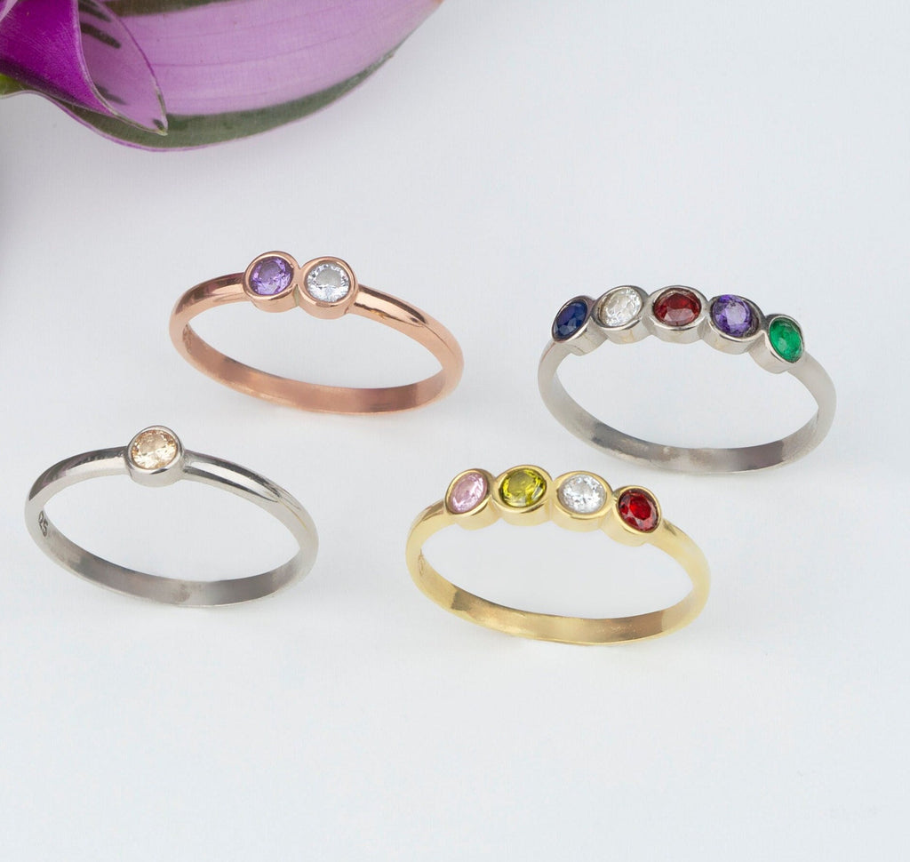 Sterling Silver Family Birthstone Ring