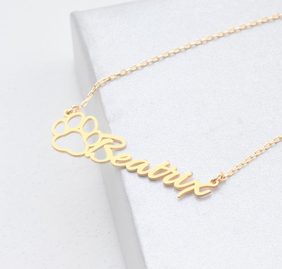 Sterling Silver Dog Paw Name Necklace