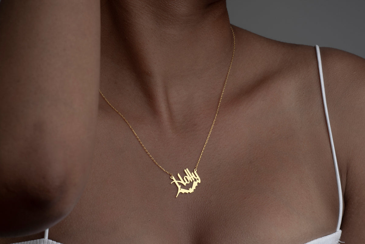 Personalized Bat Name Necklace