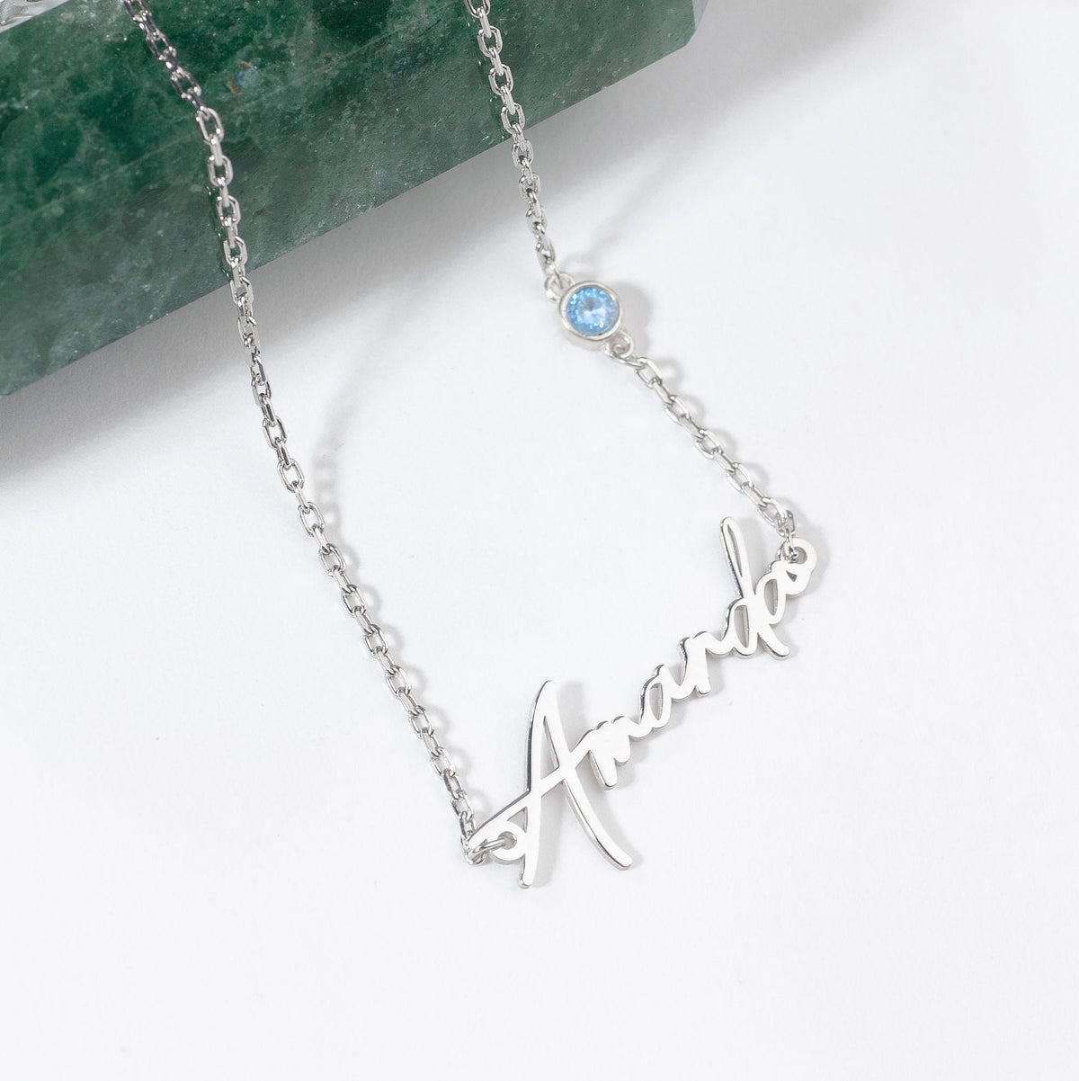 Custom Birthstone Name Necklace