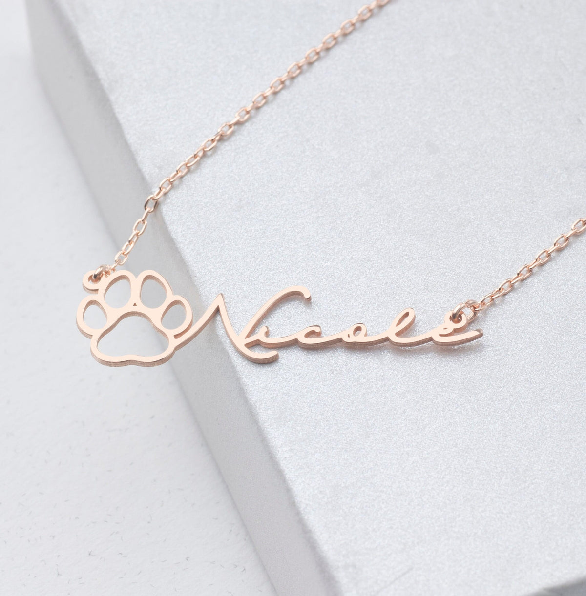 Sterling Silver Dog Paw Name Necklace