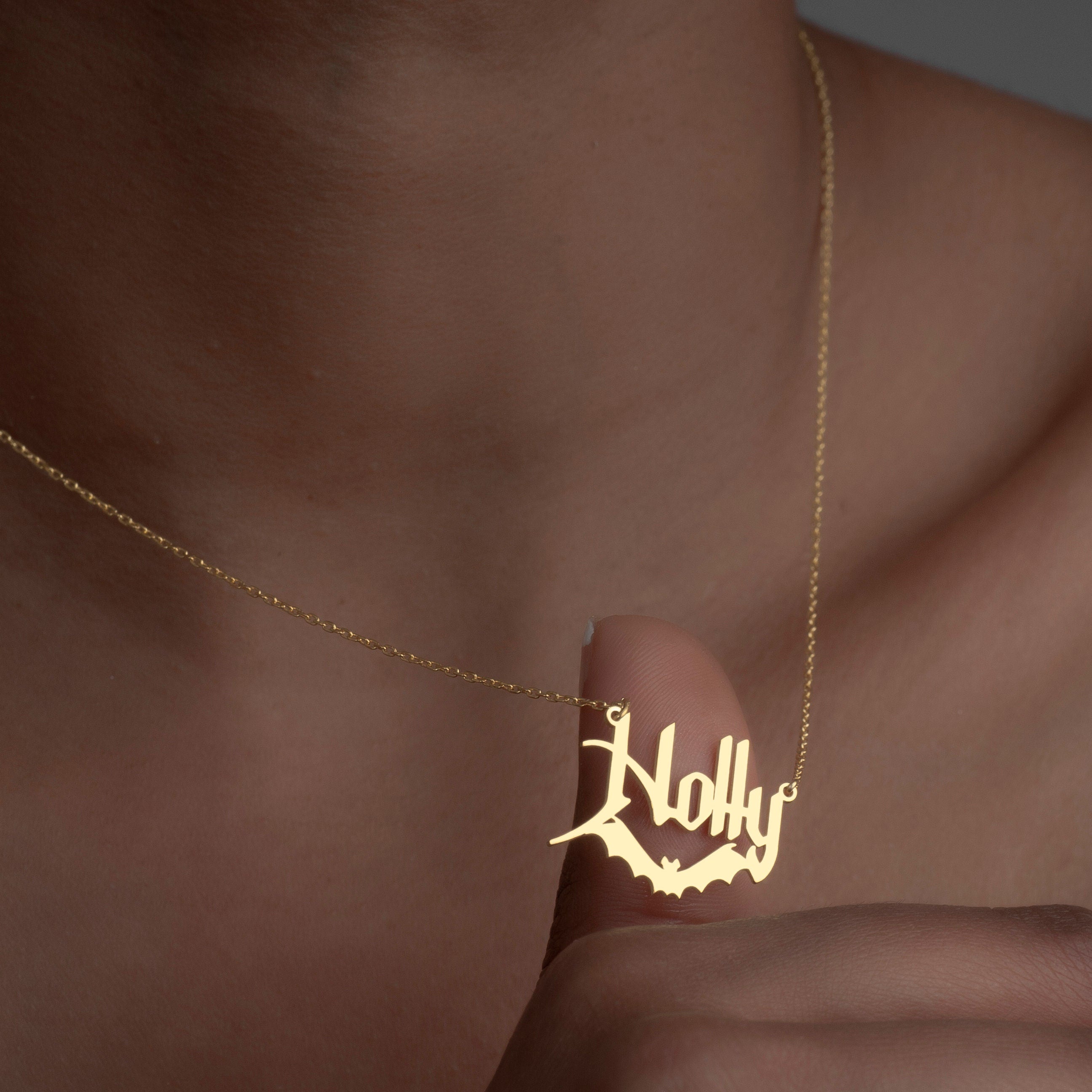 Personalized Bat Name Necklace