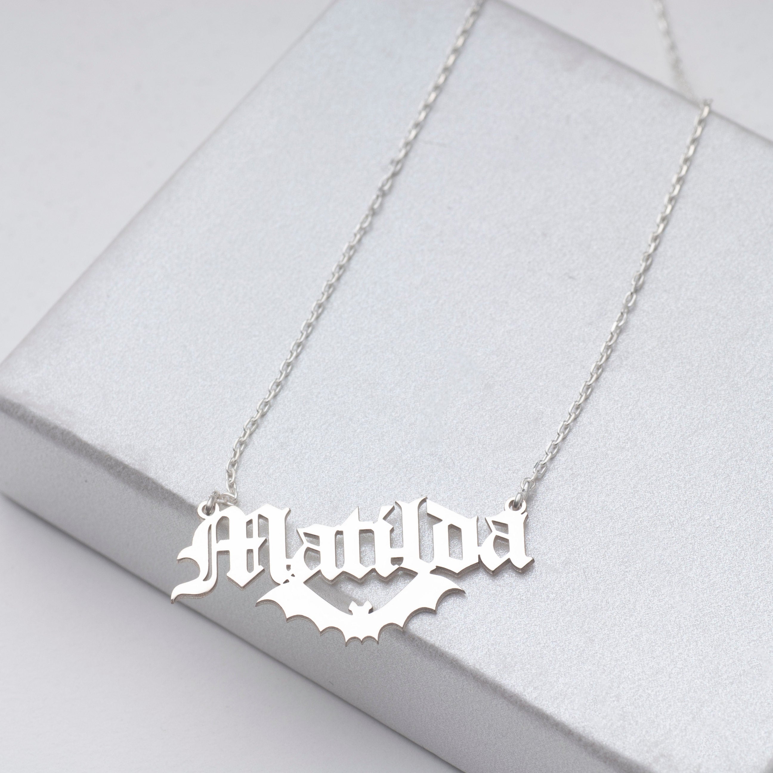 Personalized Bat Name Necklace