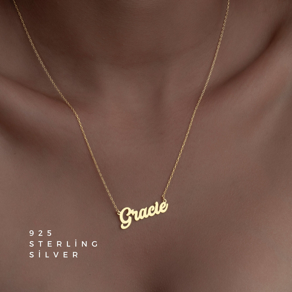 925 Silver Personalised Gold Name Necklace