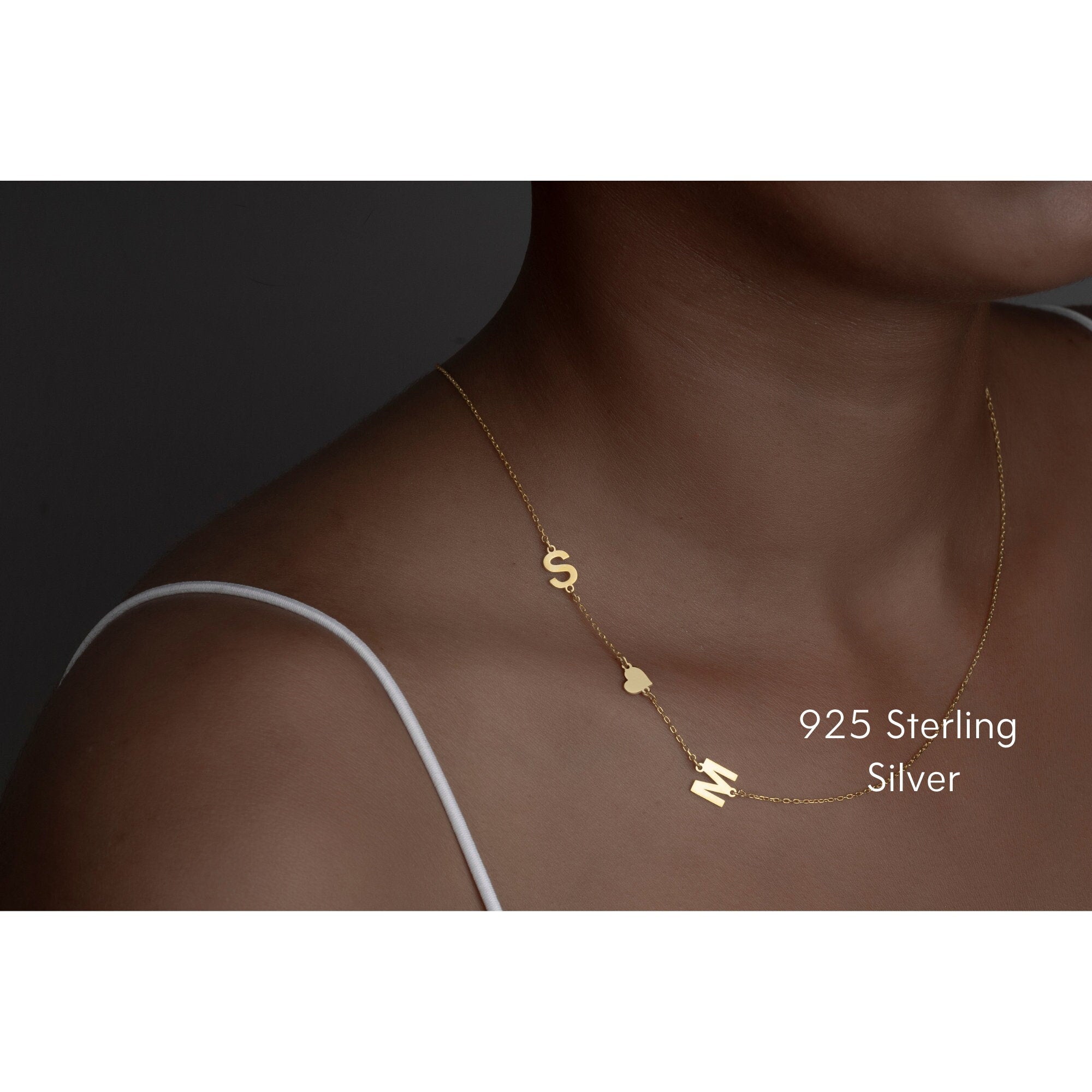 Sterling Silver Initial Heart Necklace