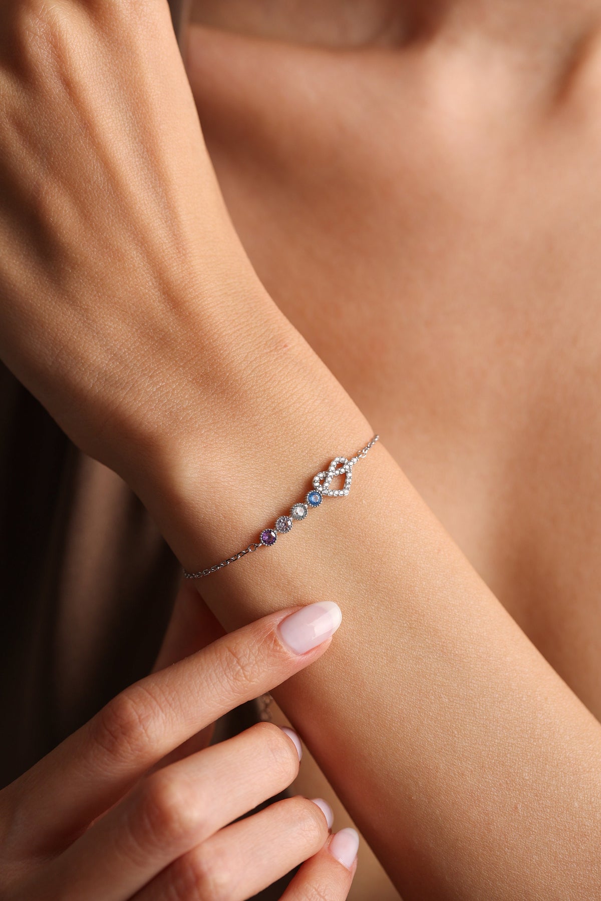 Handmade Sterling Silver Birthstone Bracelet