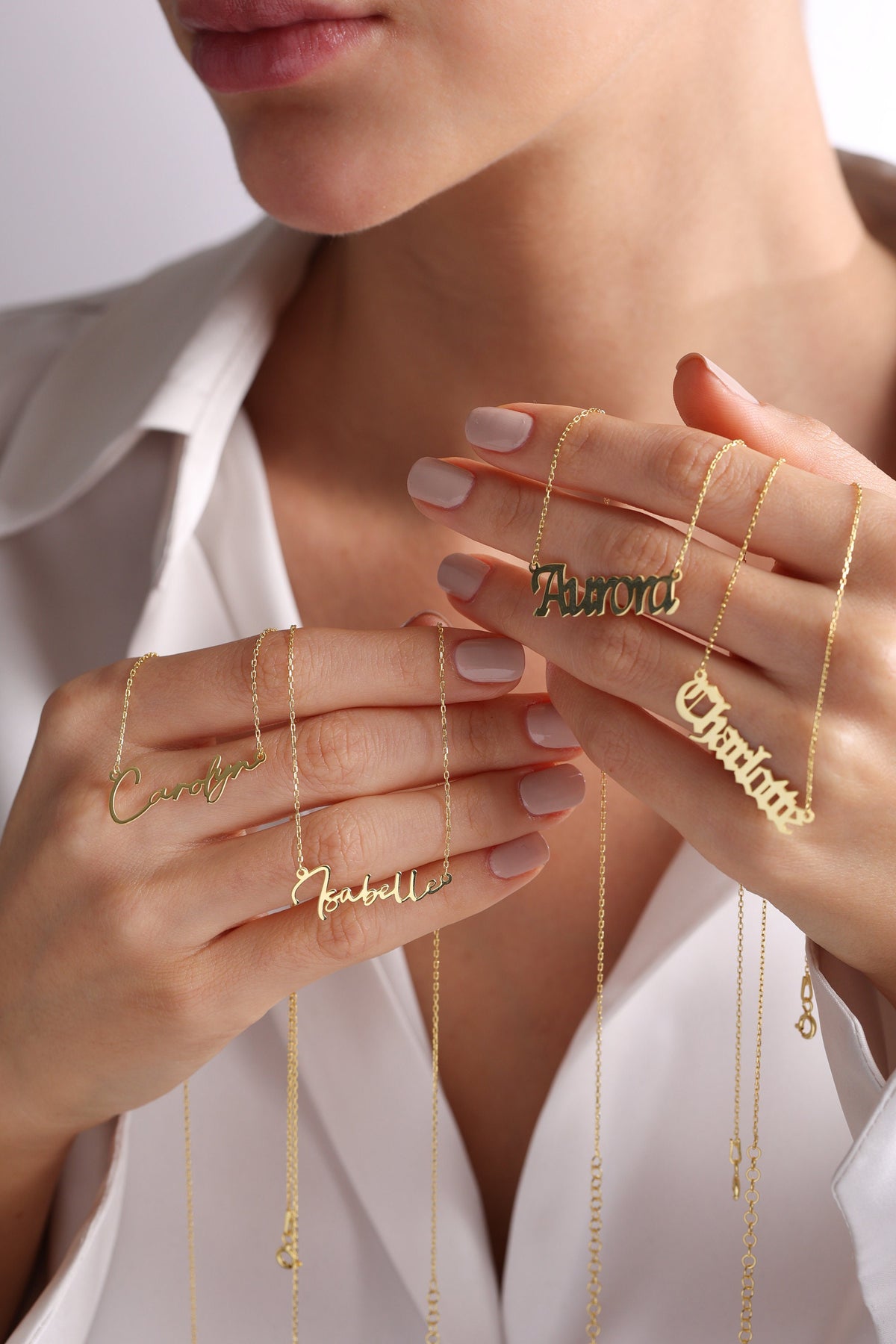 925 Silver Personalised Gold Name Necklace