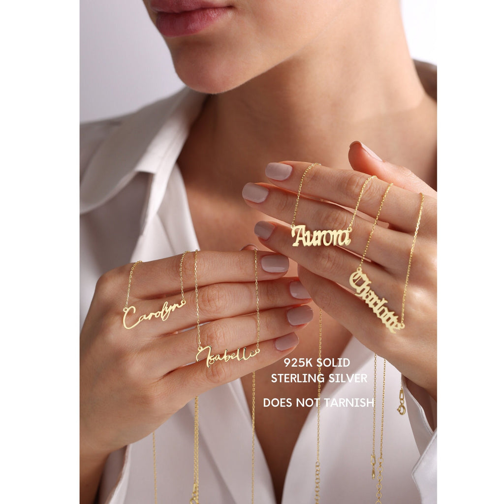 925 Silver Personalised Gold Name Necklace