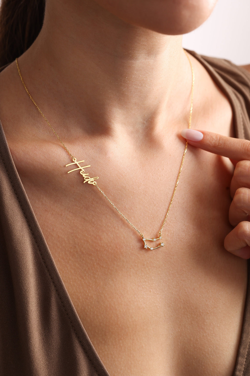 Sterling Silver Zodiac Name Necklace