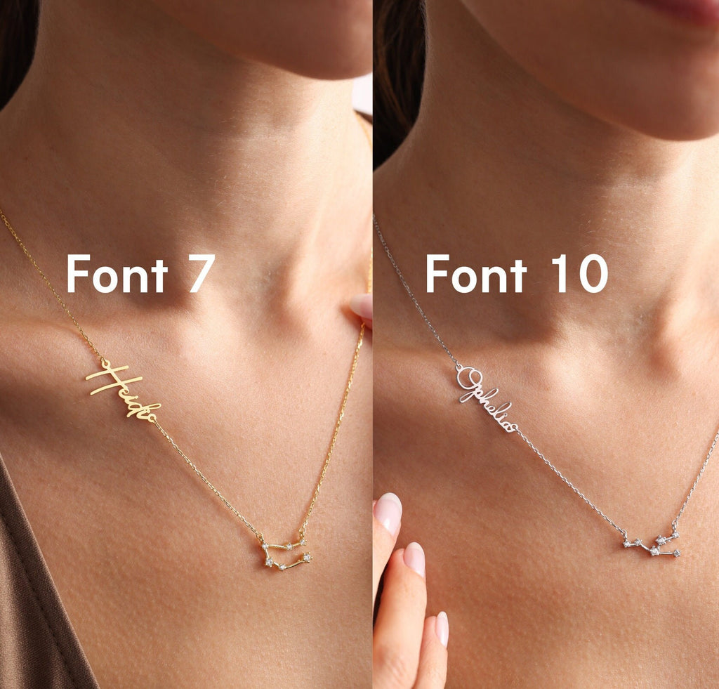 Sterling Silver Zodiac Name Necklace