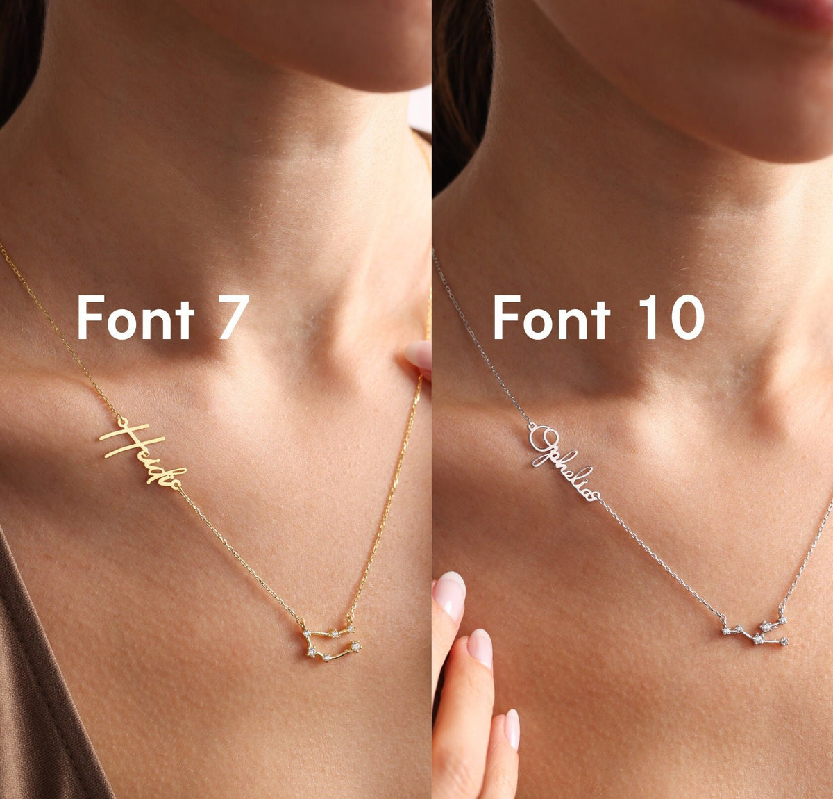 Sterling Silver Zodiac Name Necklace