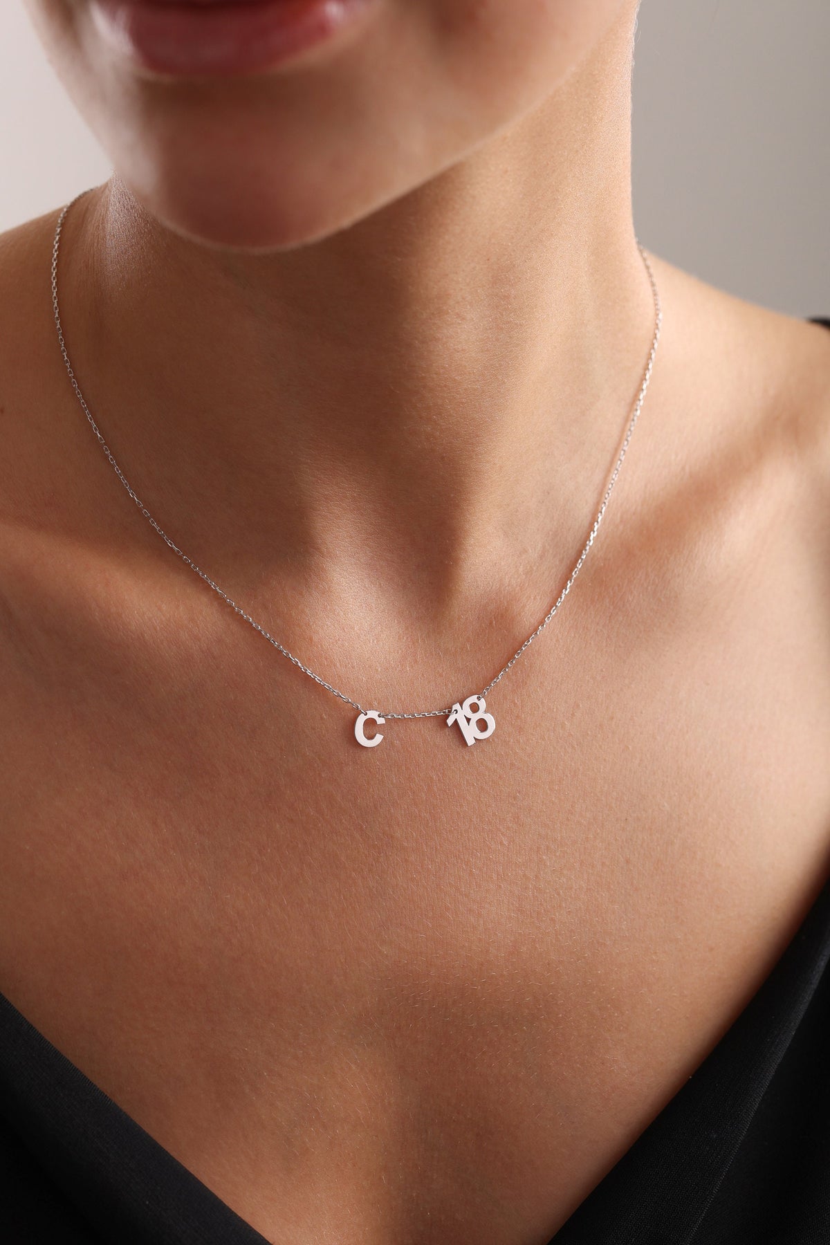 Sterling Silver Initial Heart Necklace