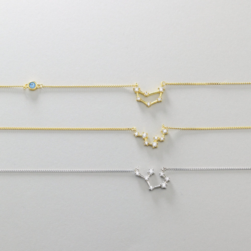 Aquarius Zodiac Necklace with Garnet Birthstone for Mother Day