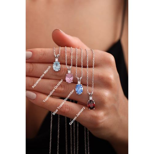 14K Gold Vermeil & Silver Birthstone Necklace
