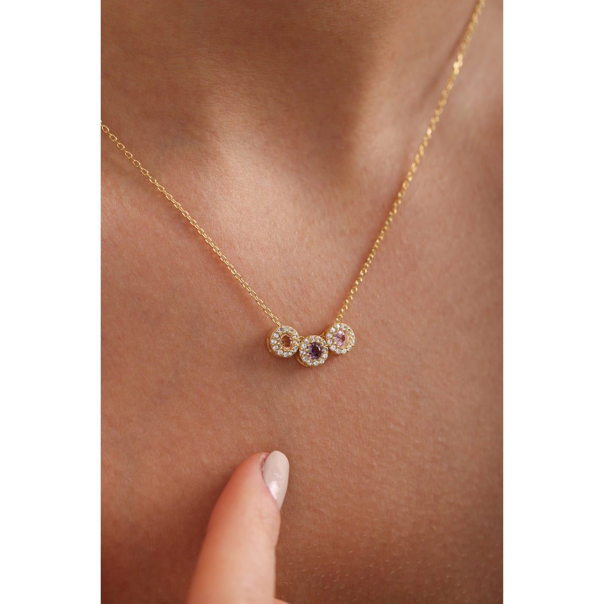 Gold Vermeil & Silver Family Birthstone Necklace