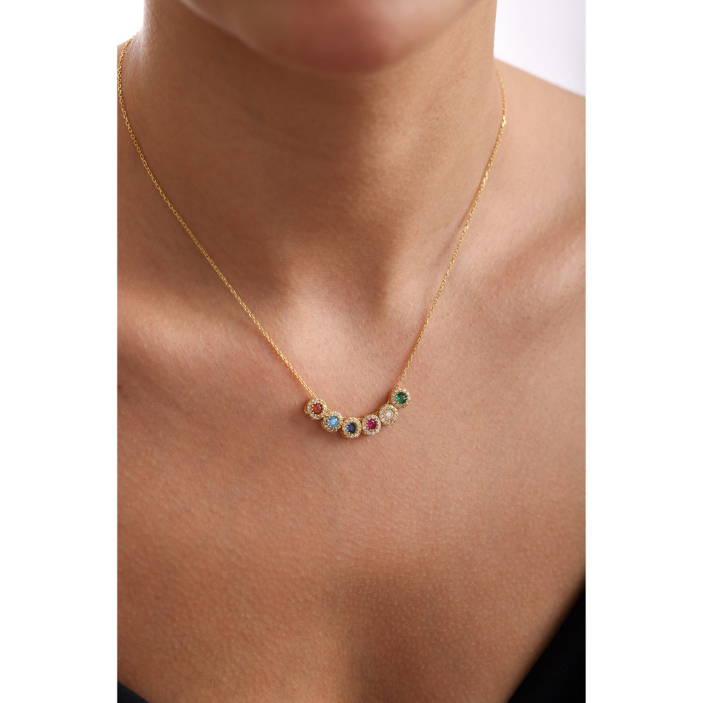 Gold Vermeil & Silver Family Birthstone Necklace
