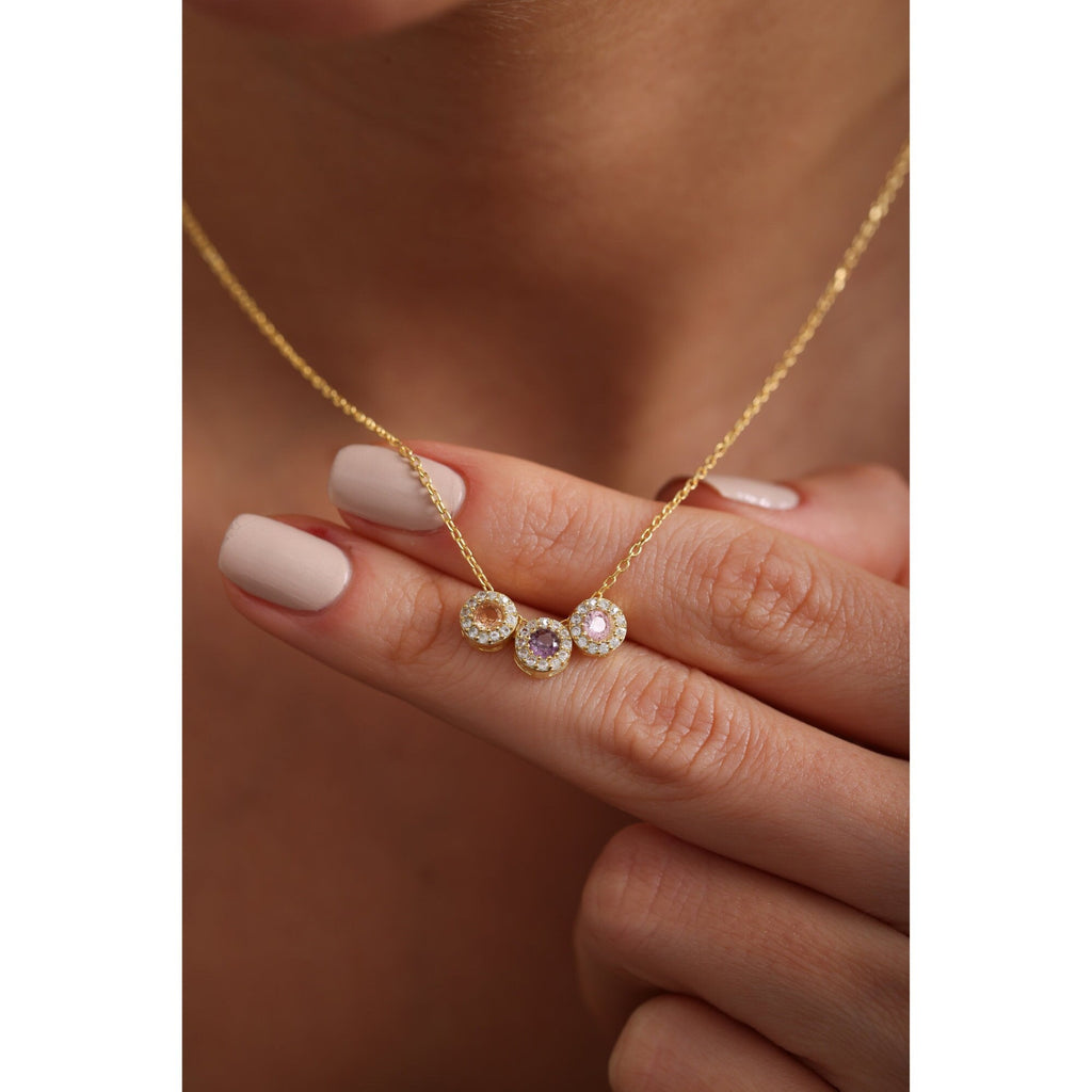 Gold Vermeil & Silver Family Birthstone Necklace