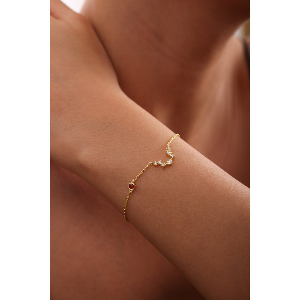 Custom zodiac bracelet with birthstone