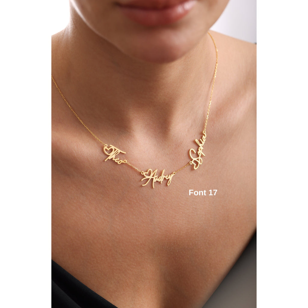 Gold Vermeil & Silver Heart Name Necklace