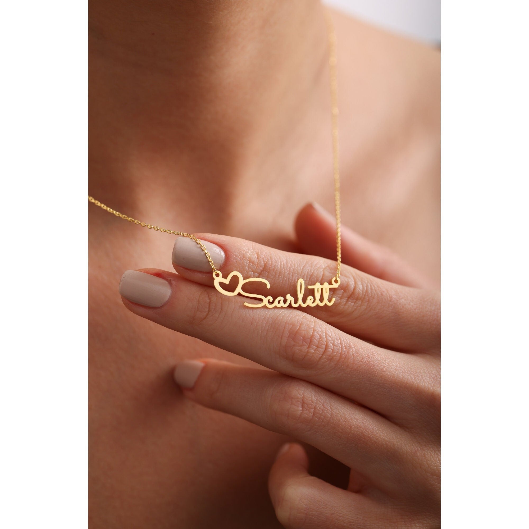 Gold Vermeil & Silver Heart Name Necklace
