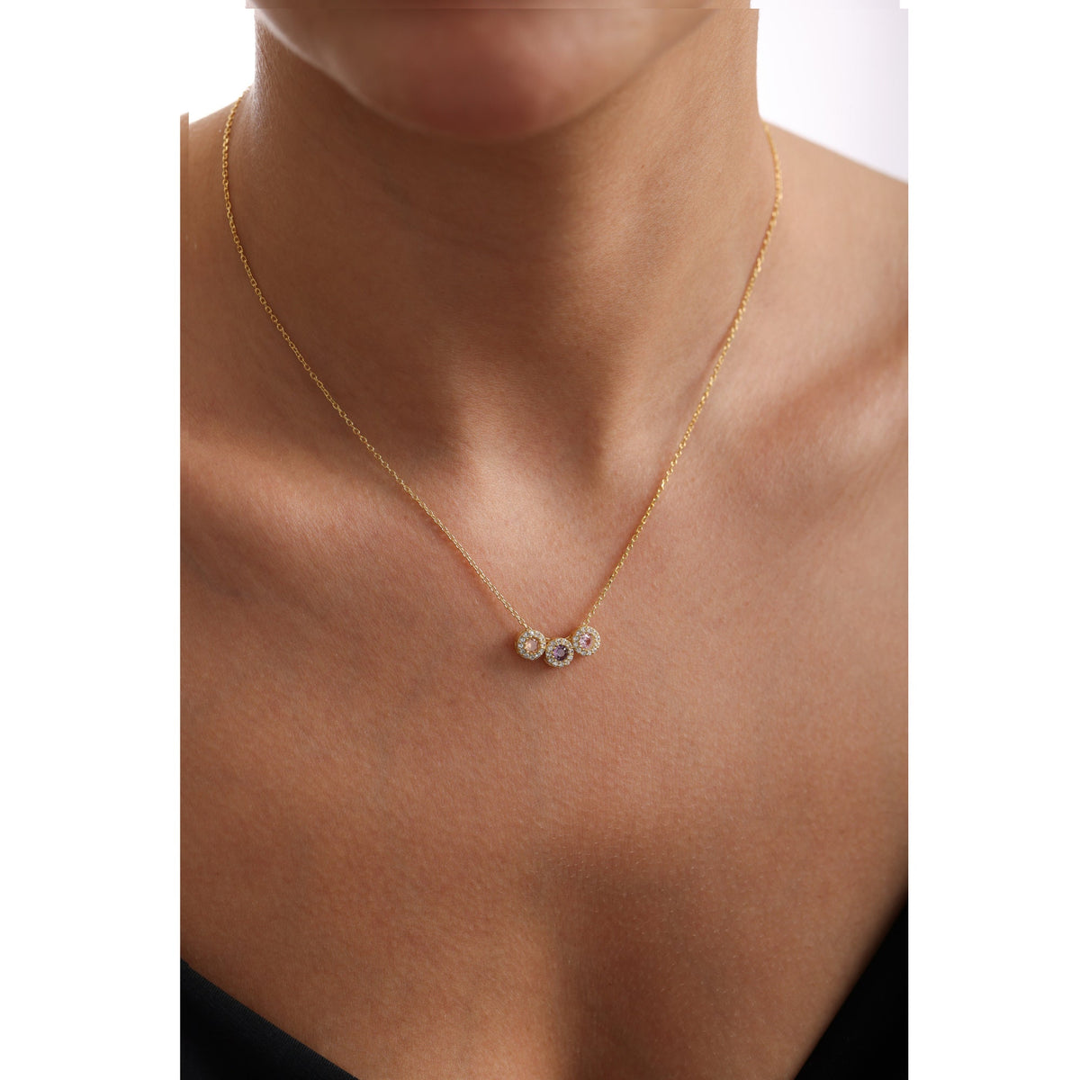 Gold Vermeil & Silver Family Birthstone Necklace