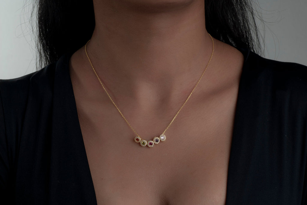 Personalized Family Birthstone Necklace • Sterling Silver