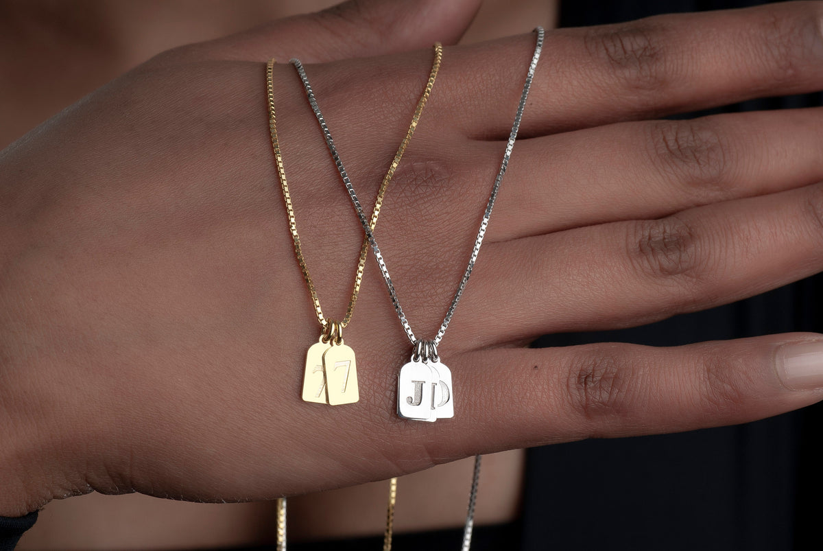 Sterling Silver Initial Tag Necklace