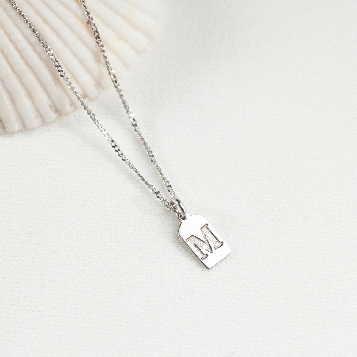 Personalized Sterling Silver Initial Tag Necklace