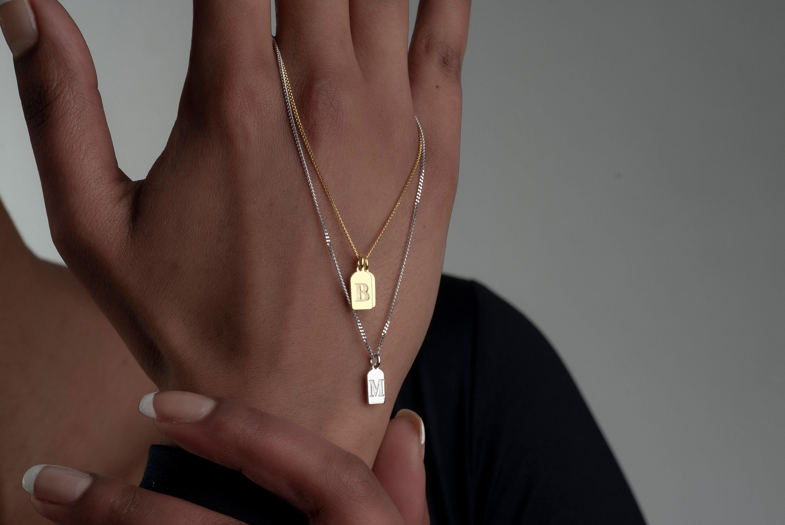 Sterling Silver Initial Tag Necklace