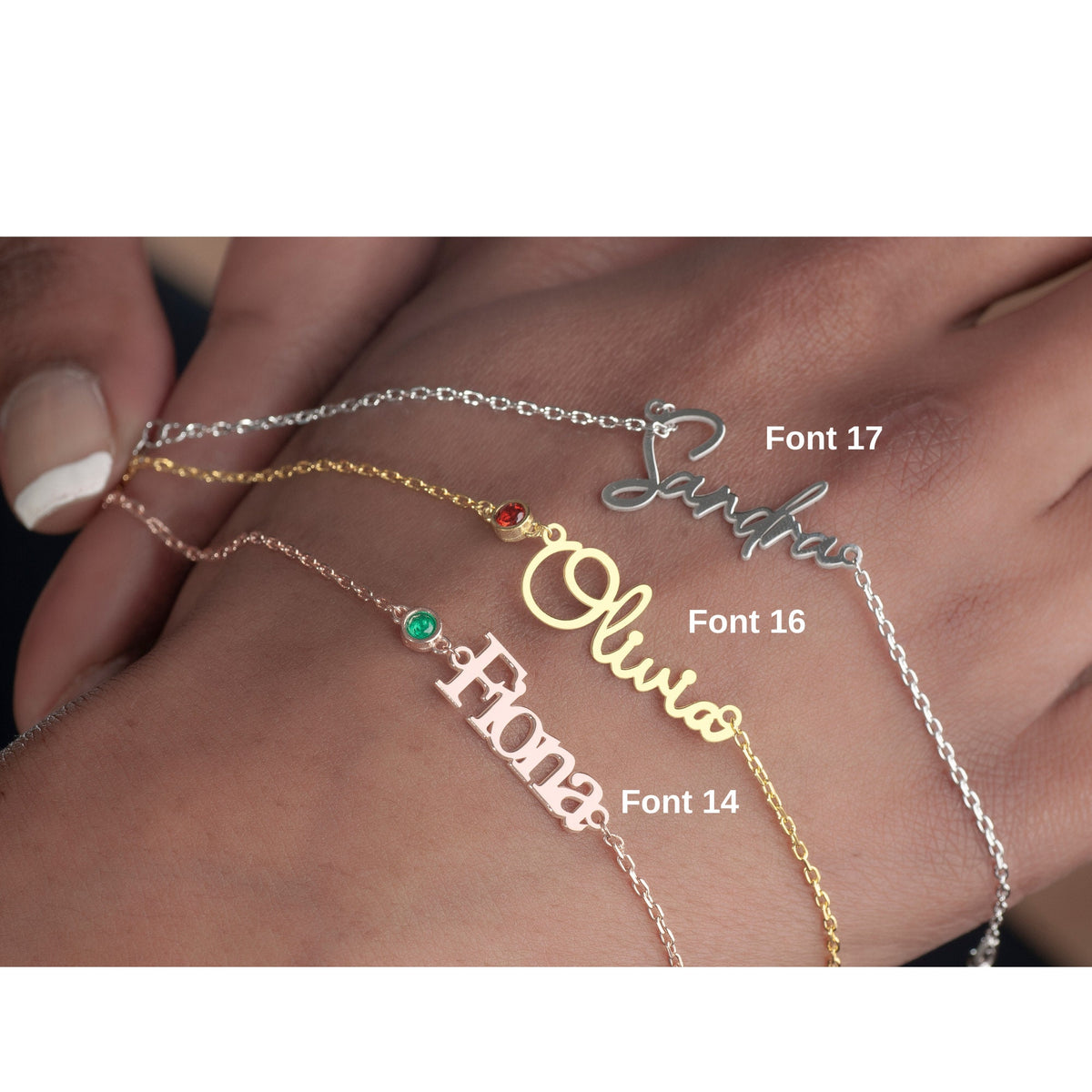 Custom Name Bracelet with Birthstone
