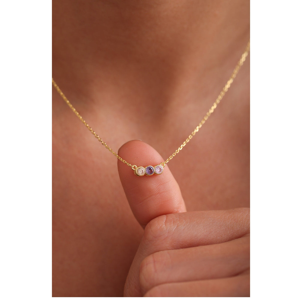 Sterling Silver Family Birthstone Necklace