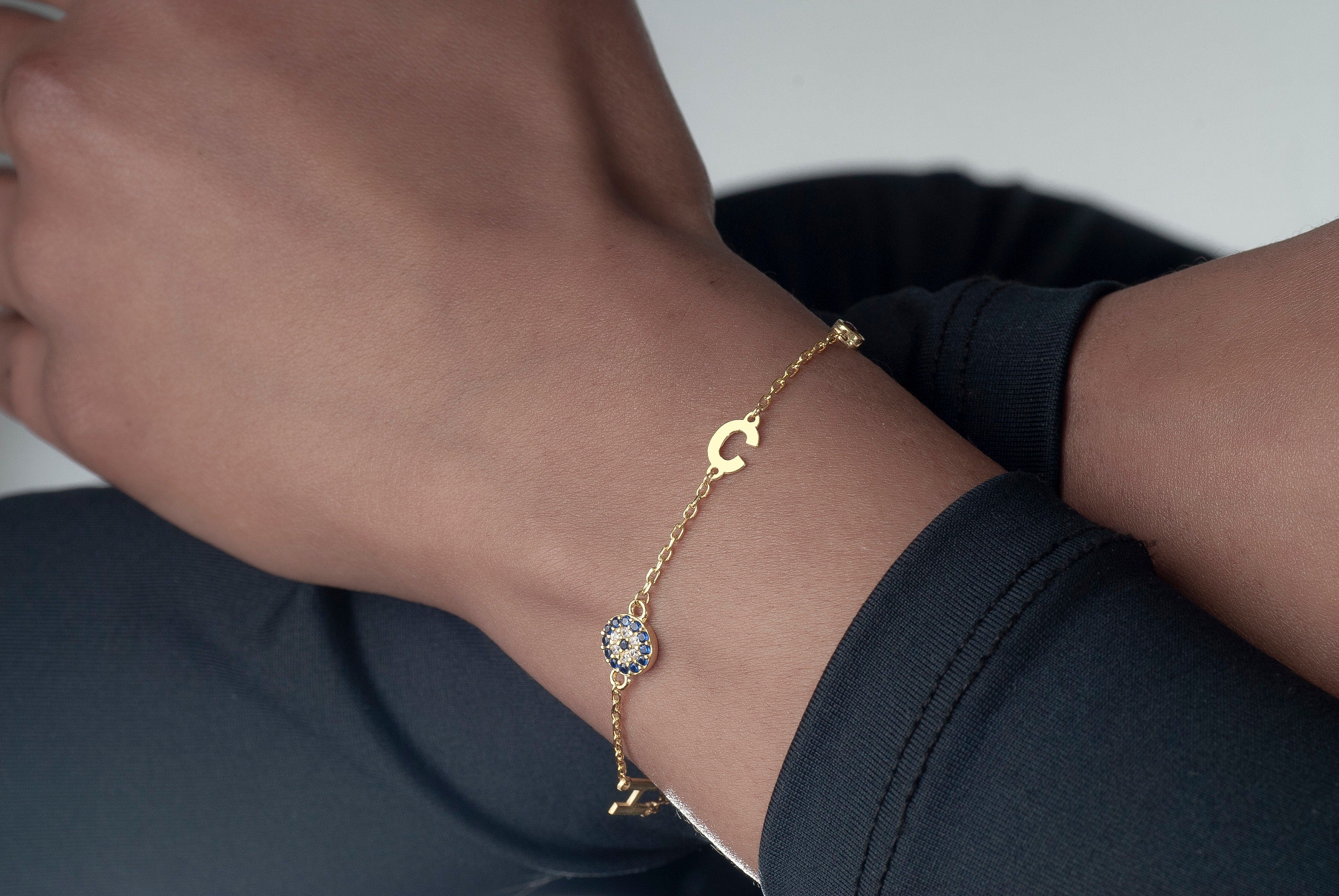 Personalized Initial Birthstone Bracelet