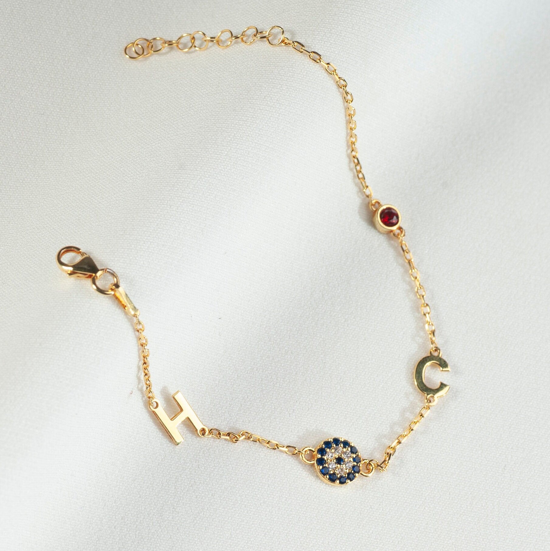 Personalized Initial Birthstone Bracelet