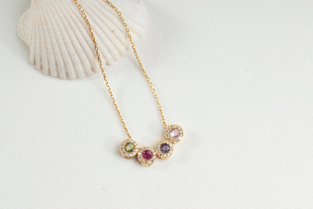 Personalized Family Birthstone Necklace • Sterling Silver