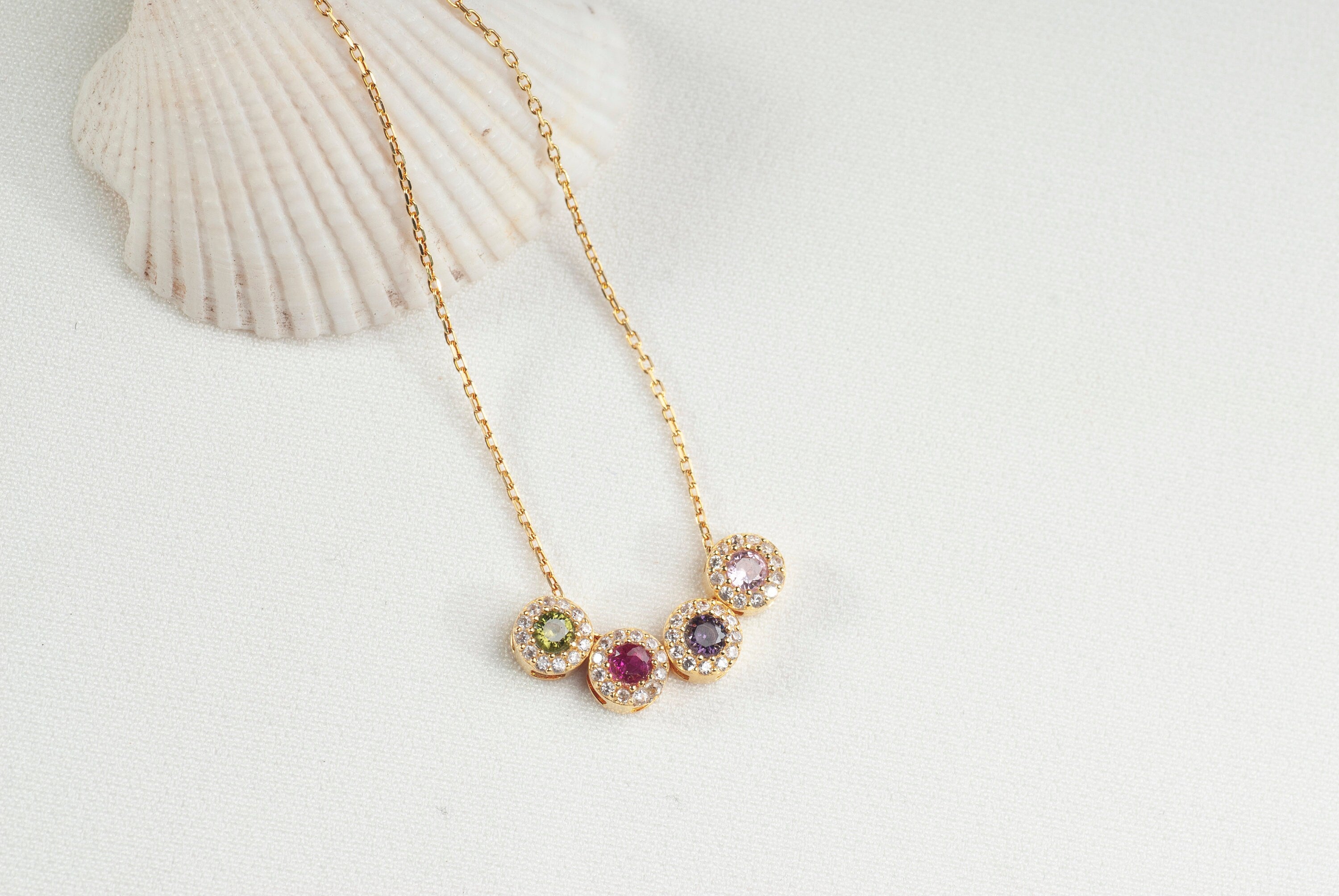 Personalized Family Birthstone Necklace • Sterling Silver