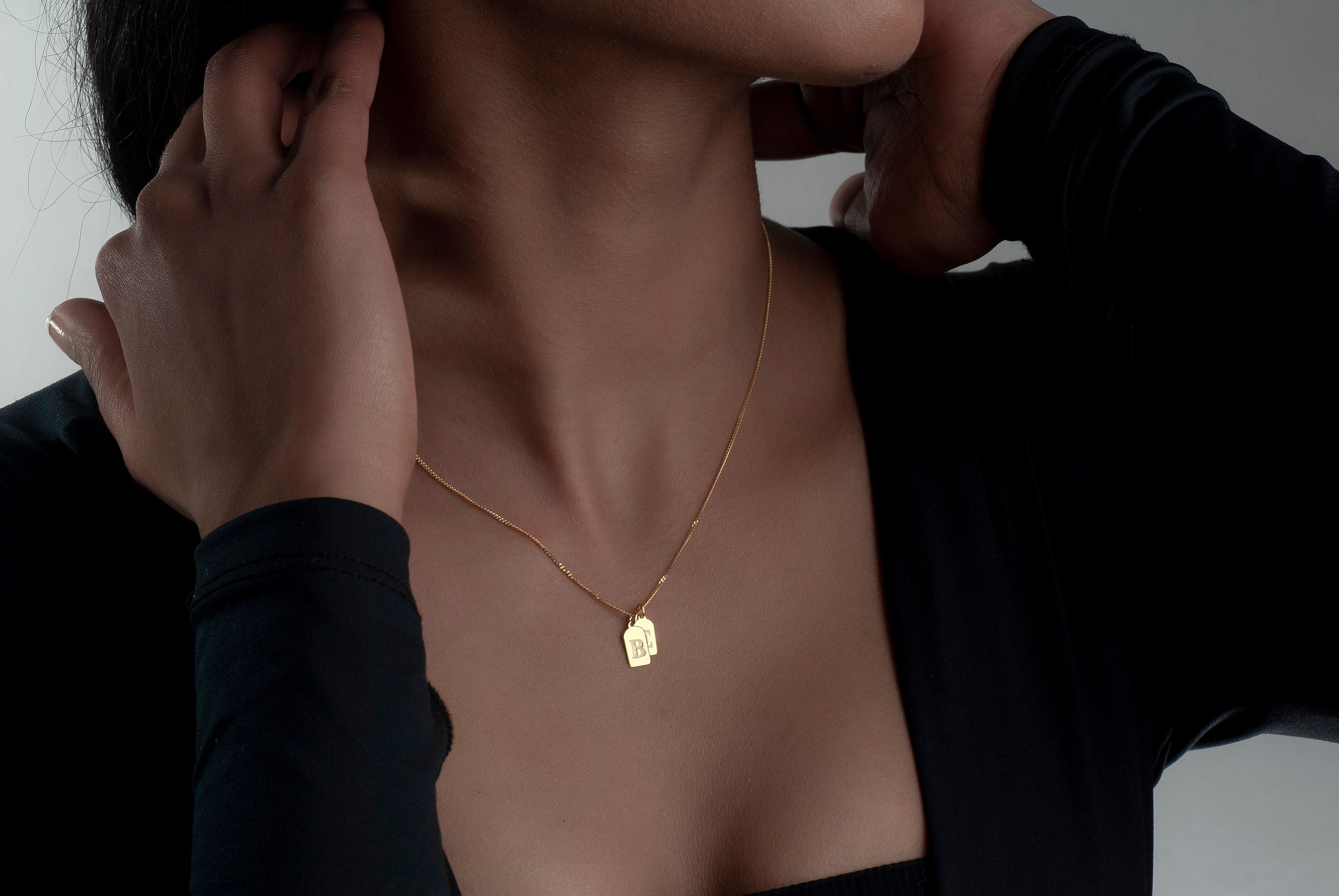 Sterling Silver Initial Tag Necklace