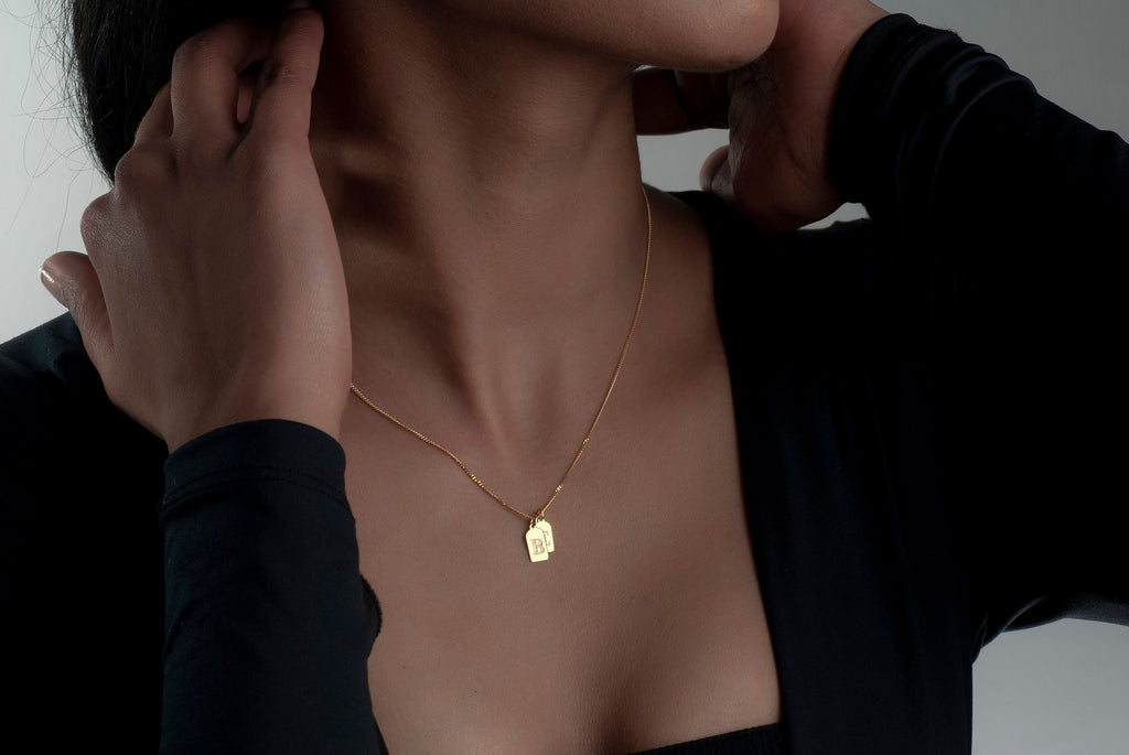 Personalized Sterling Silver Initial Tag Necklace