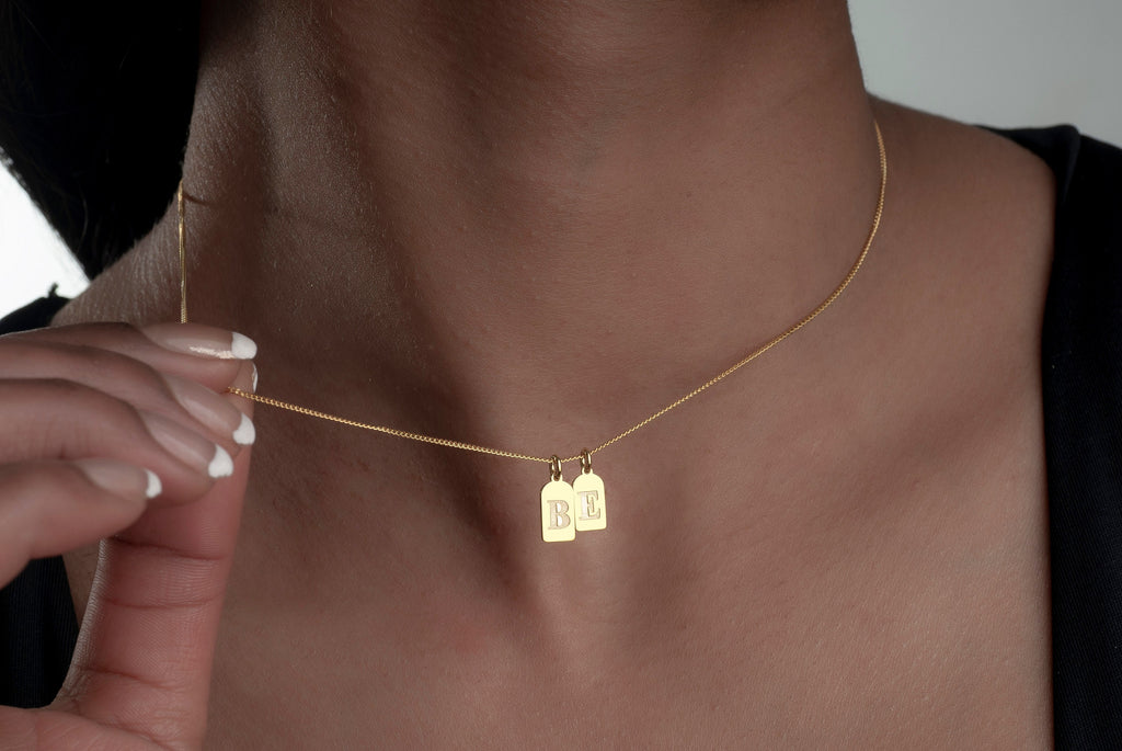 Sterling Silver Initial Tag Necklace