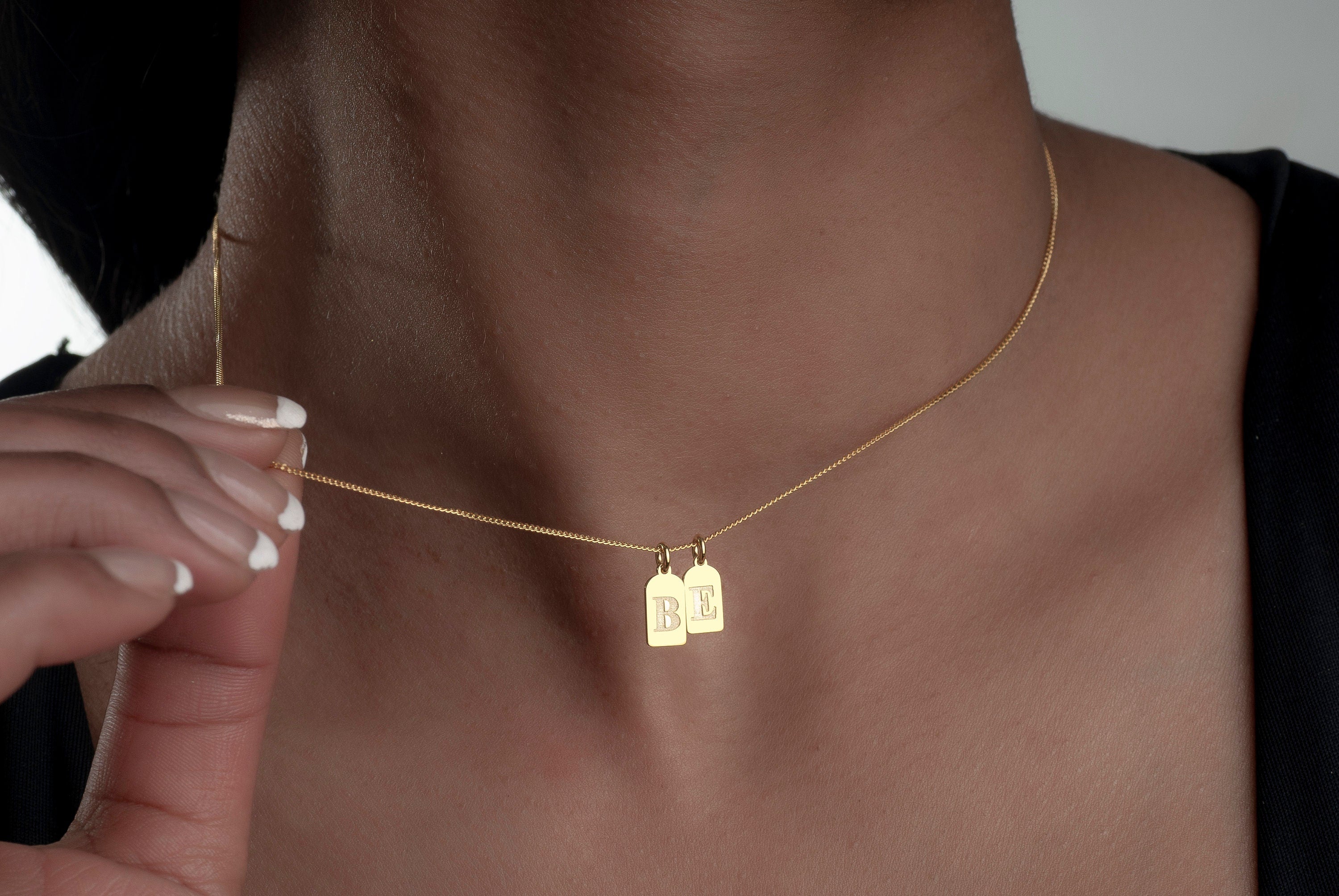 Sterling Silver Initial Tag Necklace