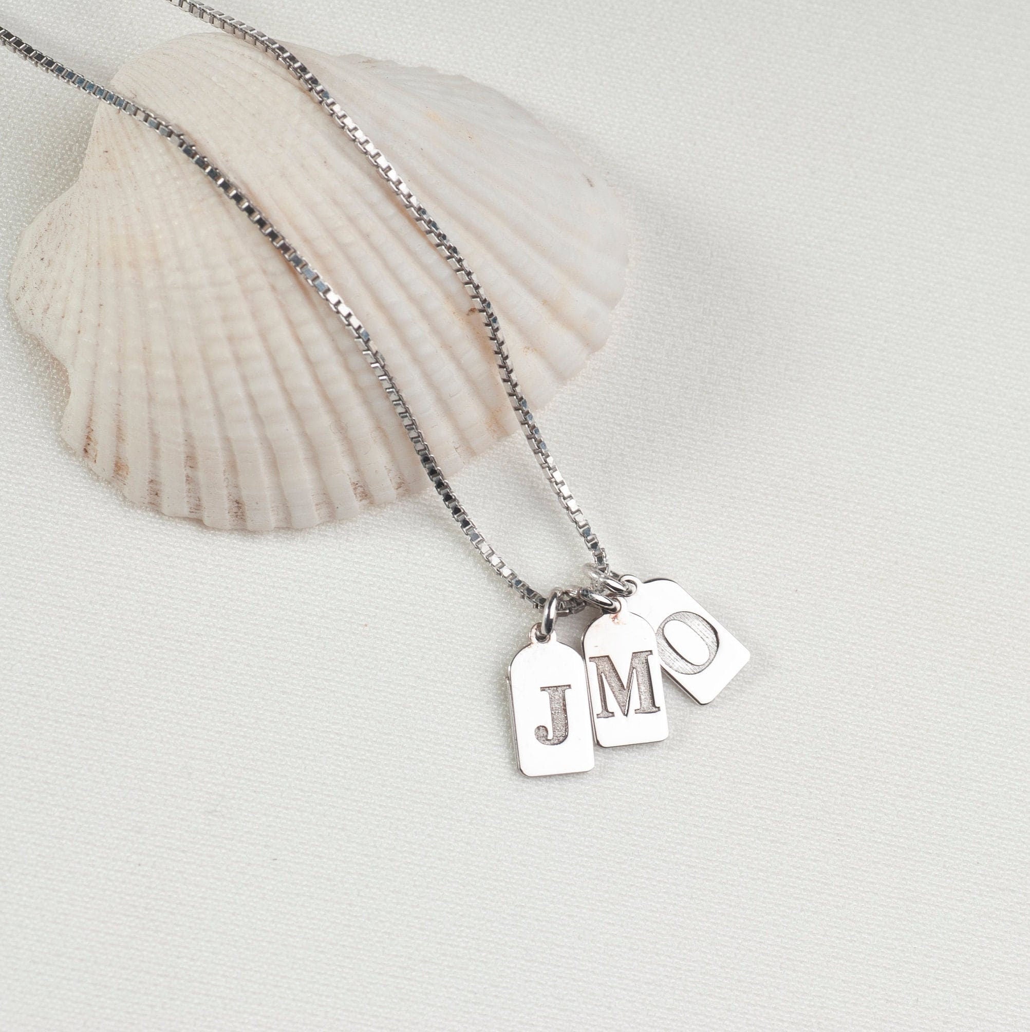 Sterling Silver Initial Tag Necklace