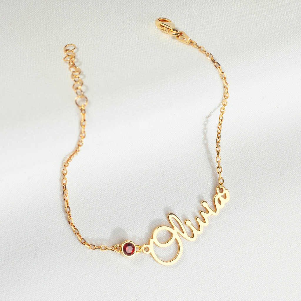 Custom Name Bracelet with Birthstone